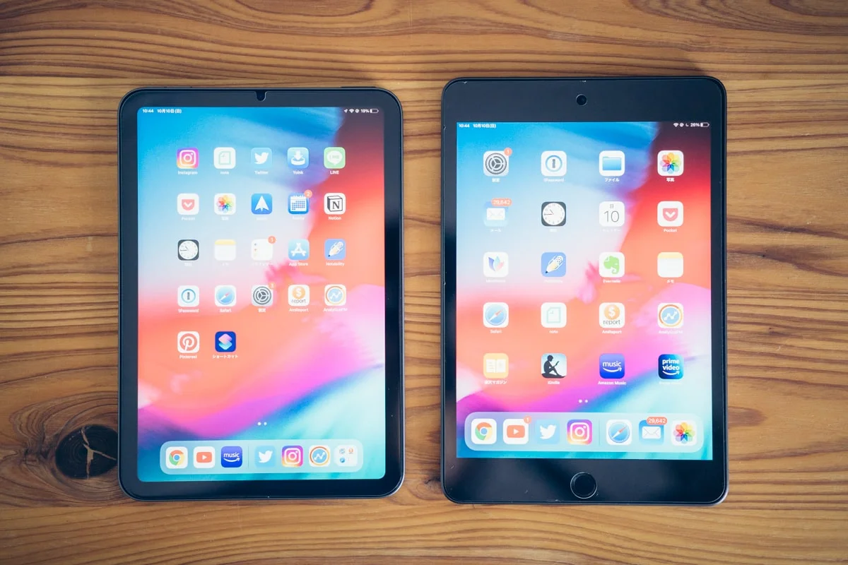iPad mini 6と5の画面比較
