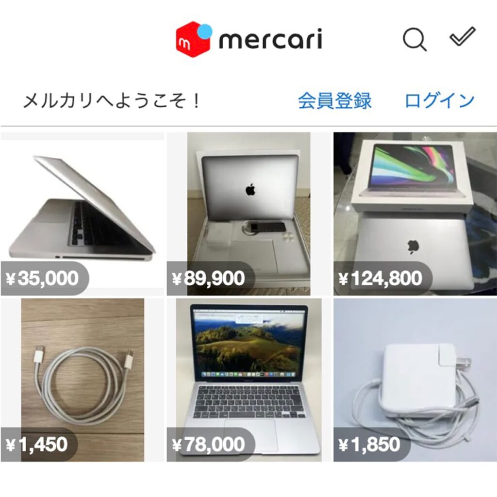 メルカリで販売されている中古MacBook